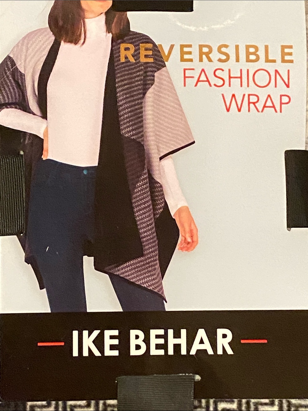Ike Behar Reversible Wrap - Black and Gray NWT